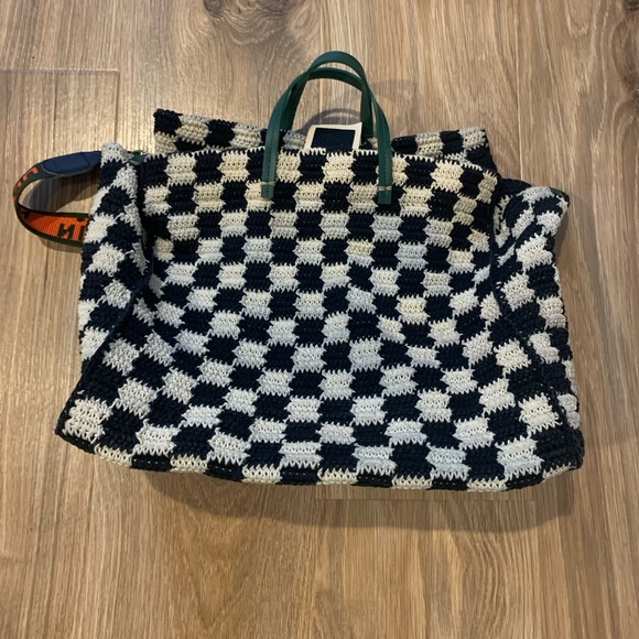Clare V Black and Cream Checkered Tote - Picture 8 of 11
